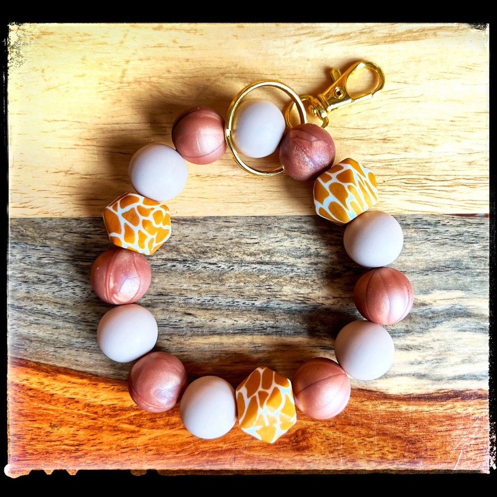 Bracelet Keychain Wristlet, Copper Giraffe